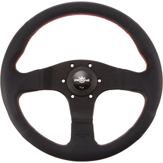 personal BLITZ Smooth Leather Red Stitching/Black Spoke 13.0 inches (330 mm) Steering Ring P075