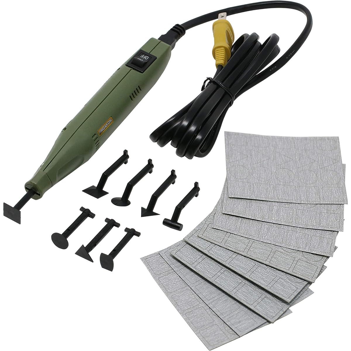 PROXXON Pen Sander, 8 Types of Tip Arbor, 4 Types of File Paper Set, 28594-M, No. 800 File Paper Included