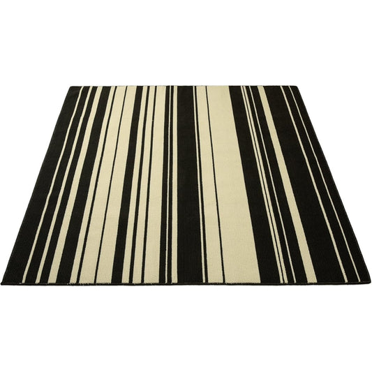 Washable dust mite loop stripe rug 190x190cm square black 151100044J008