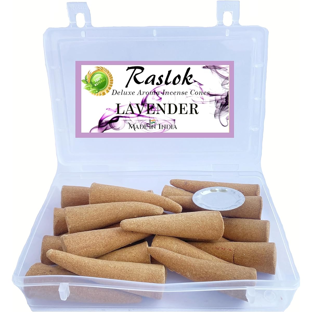 Raslok 100% Natural and Pure Incense Cones | Homemade | Home Dipped Best Scent Cones (Pack of 60) 60 Cones Lavender