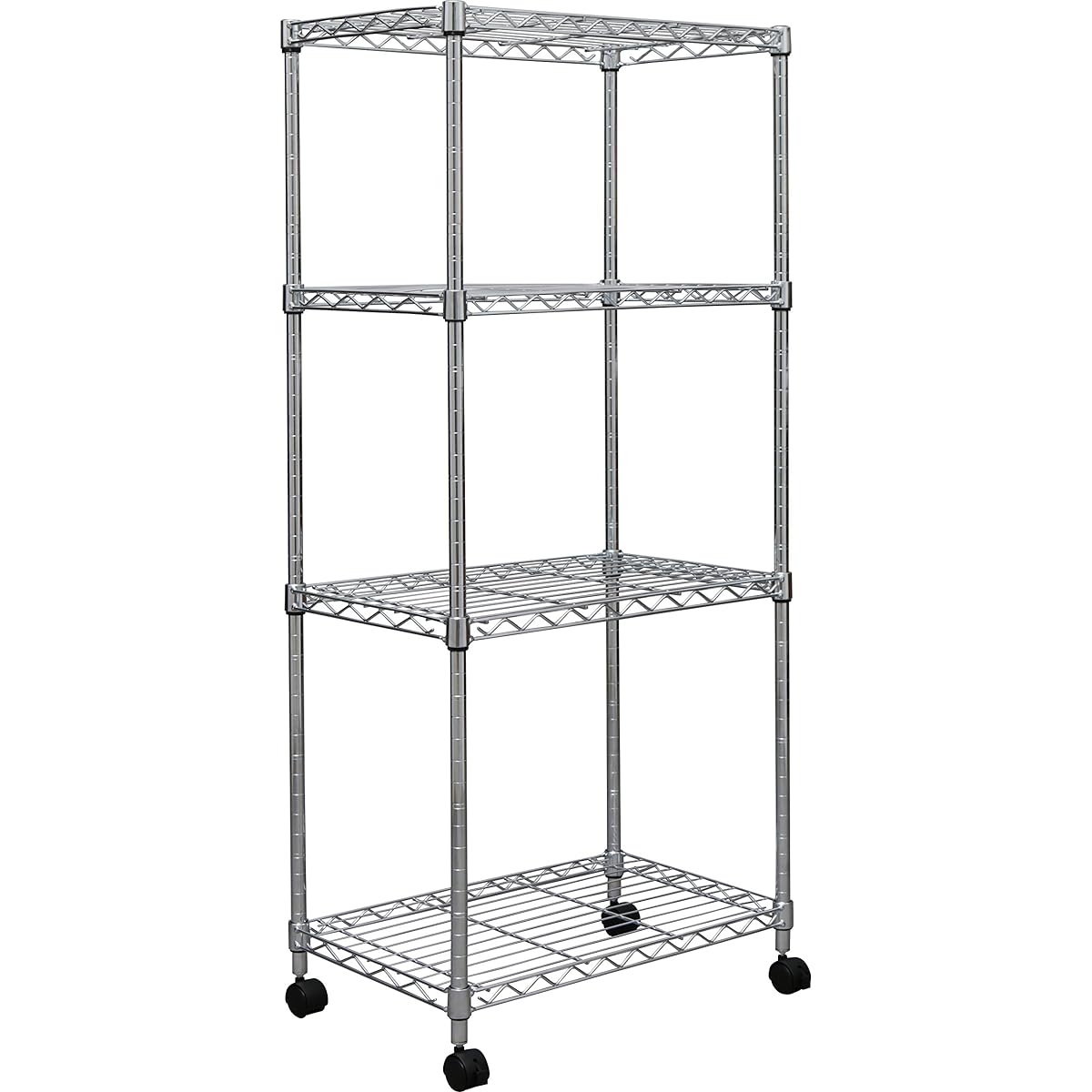 Iris Ohyama Rack Metal Rack 4 Tiers with Casters Rust Resistant Finished Pole Diameter 19mm Width 55 x Depth 35 x Height 126cm Metal Shelf Steel Rack Rust Resistant Silver SEM-5512