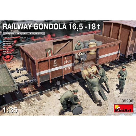 Miniart 1/35 German Army Gondola Freight Car 16.5-18t with 5 Soldiers Plastic Model MA35296