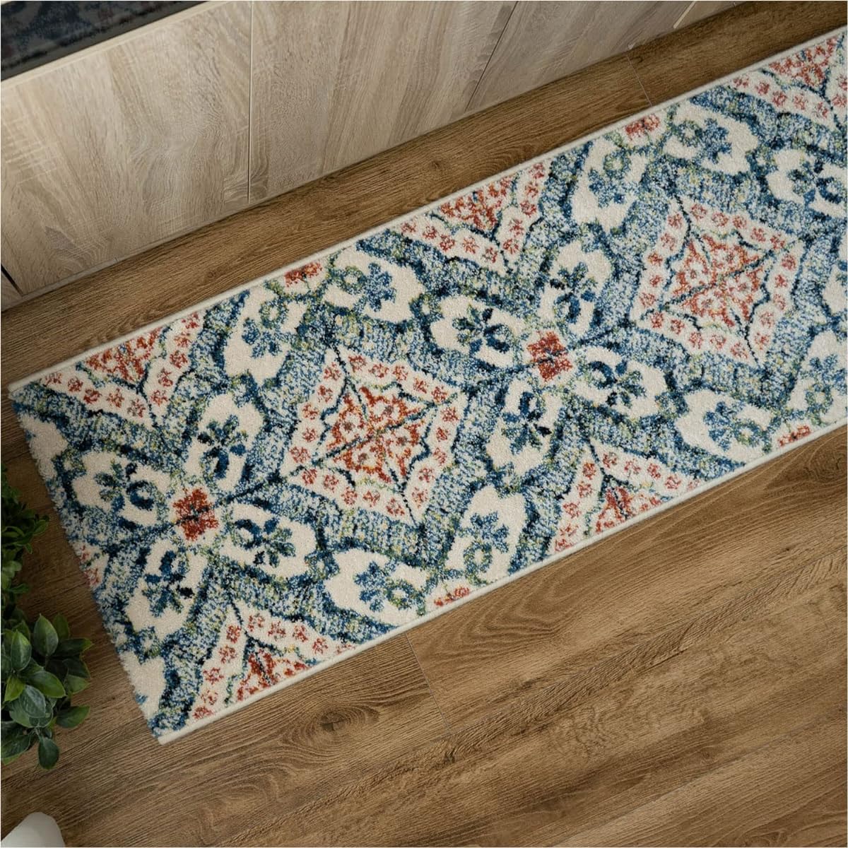 Sayan Sayan Scandinavian Style Tile Kitchen Mat Carina 50x180 Blue Wilton Weave