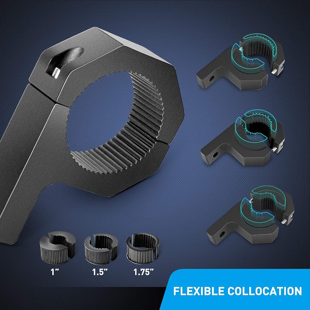 NILIGHT -90021D Mounting Bracket Kit 4 pieces LED Off -Road Light Horizontal Burtube Clamp Roof Roll Cage Holder Black
