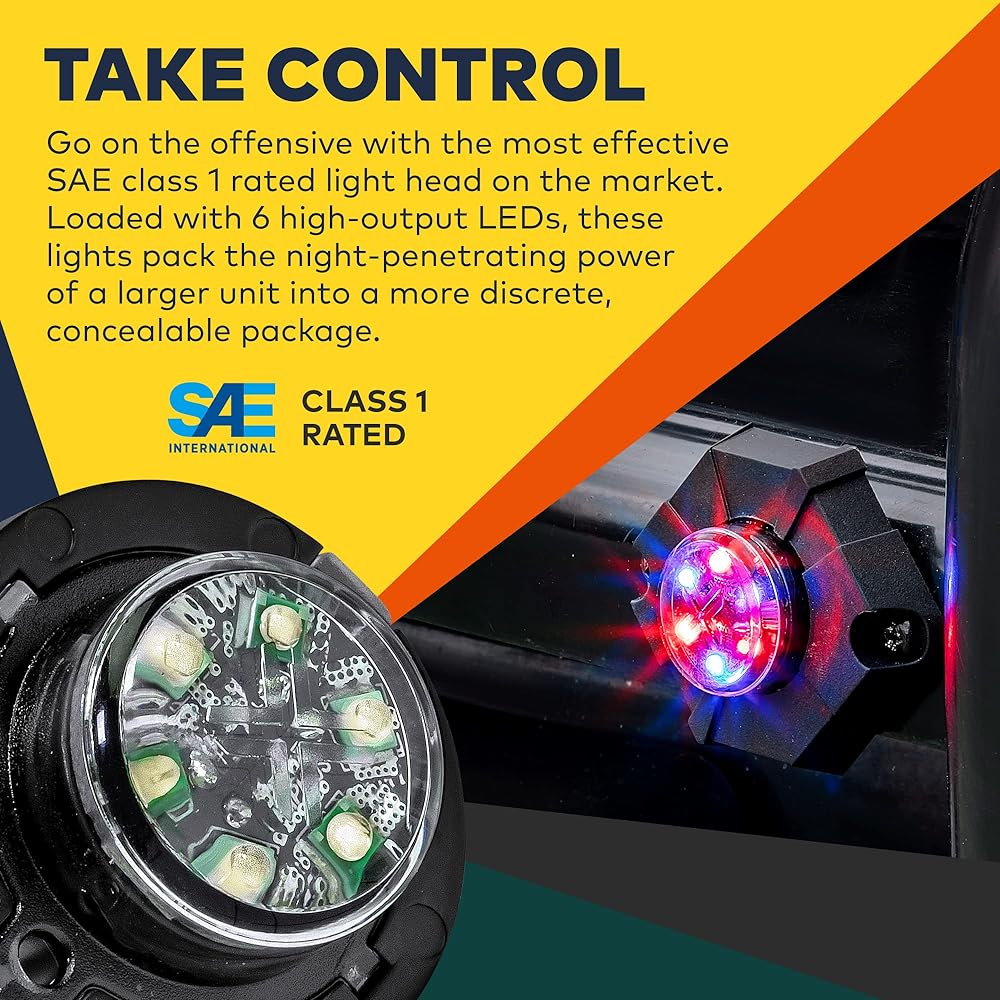 SNAKEEYE III Green LED Hidden Strobe Light [SAE Class 1] [IP67 Waterproof] [72 Flash Mode] [Multi -unit synchronization]