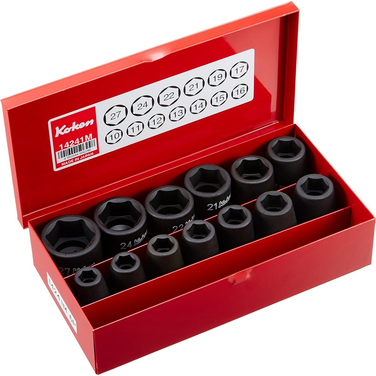 Yamashita Industrial Research Institute Koken 1/2 (12.7mm) SQ. Impact socket set 13 pieces 14241M
