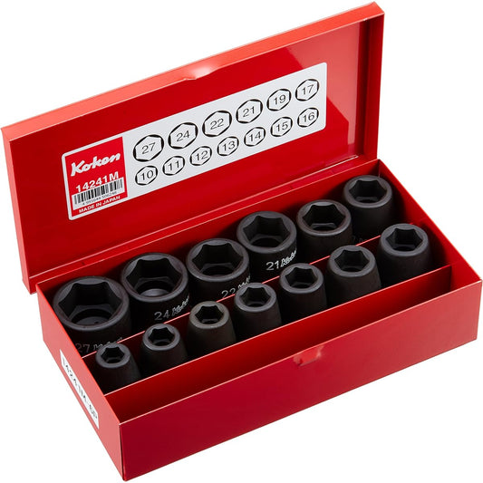 Yamashita Industrial Research Institute Koken 1/2 (12.7mm) SQ. Impact socket set 13 pieces 14241M