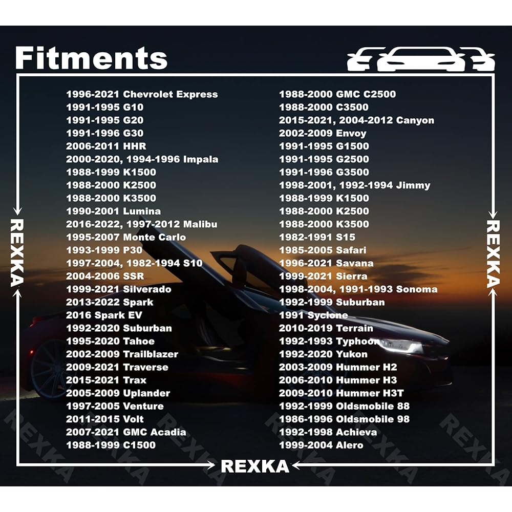 REXKA 25 M6-1.0 x 25mm Semi-Body Bolt GM 11504493 11609989 Buik Cadillac Chevrolet GMC Hummer Allzmor Pontiac Saturn