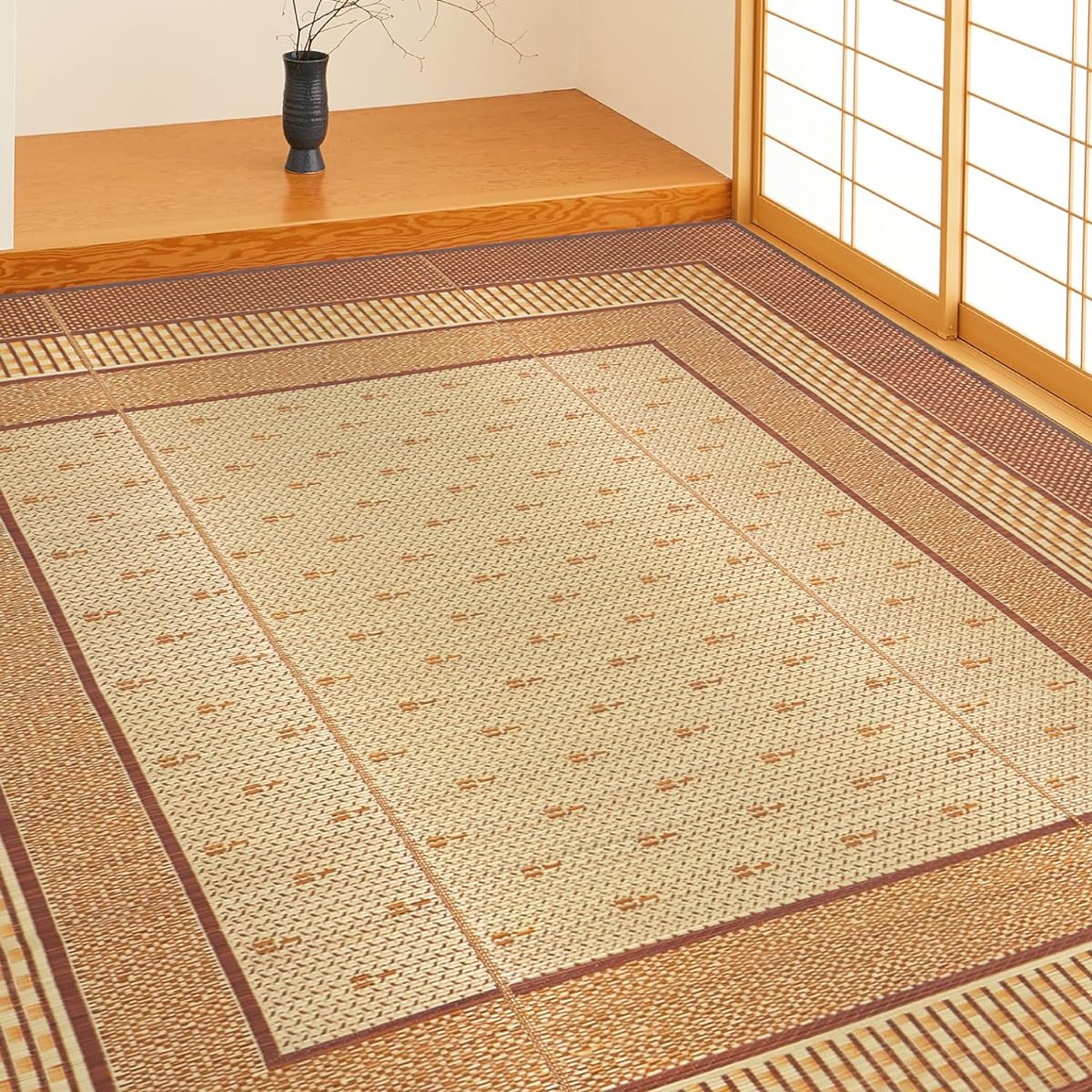 Hagiwara Domestic Rush Rug, Backed, Brown, Approximately 261 x 261 cm, Edoma 4.5 tatami "El Mode", Japanese Modern, Anti-Slip, Anti-Mold