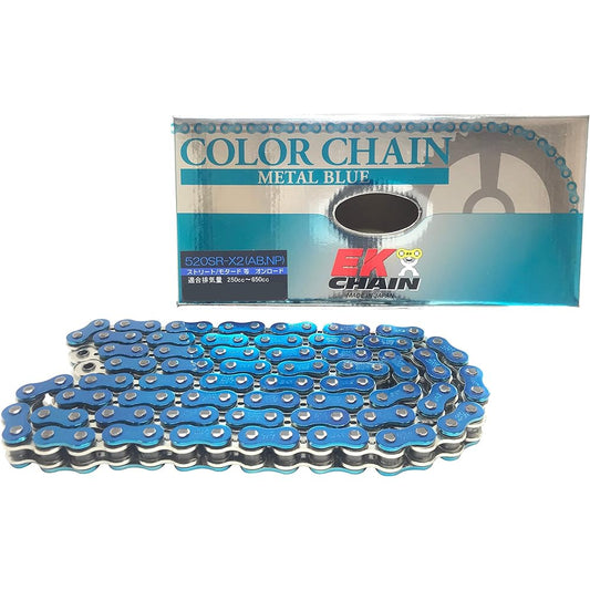 EK QX Ring Seal Chain 520SR-X2 Metal Blue 108L [Caulking Joint]