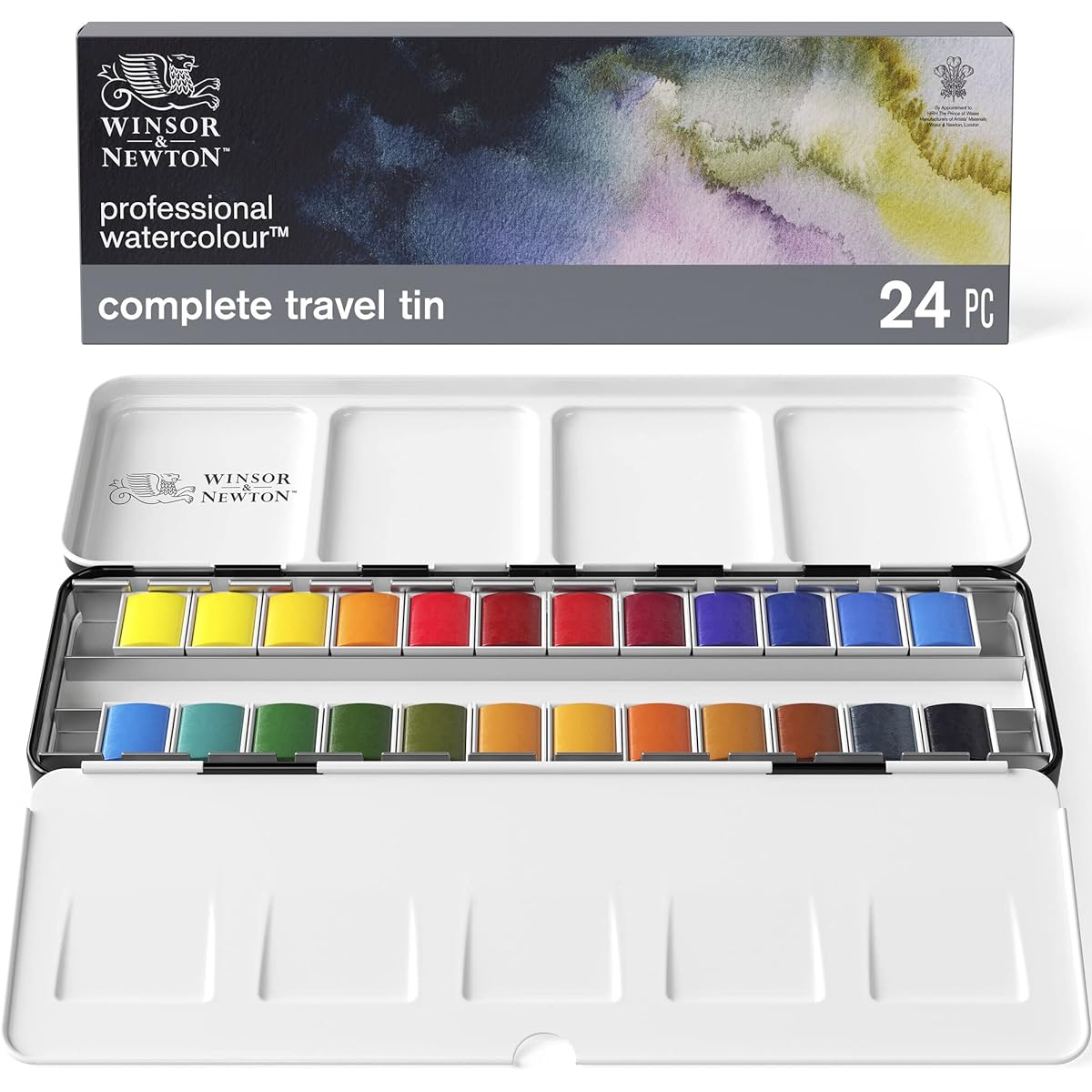 Winsor & Newton Winsor & Newton Watercolor Paints Winsor & Newton Professional Watercolor 24 Color Set Lightweight Metal Box Set Half Pan