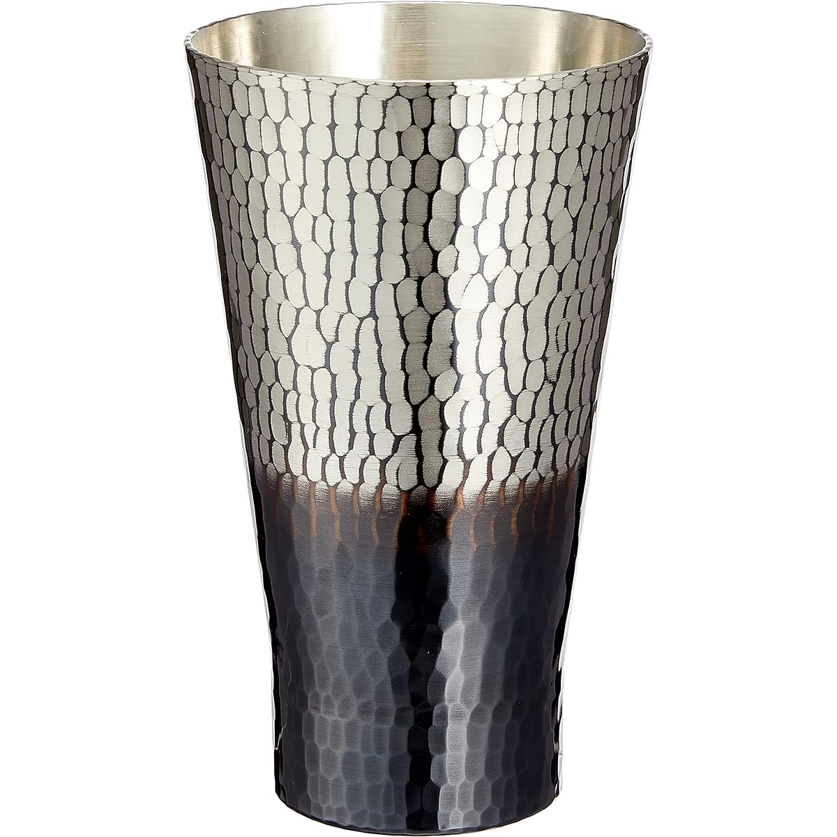 Shinko Metal Tumbler, Tin, Black Finish, Medium 350ml, Pure Copper Tin, Black Finish, Handmade Hammered Tumbler BR-202SB