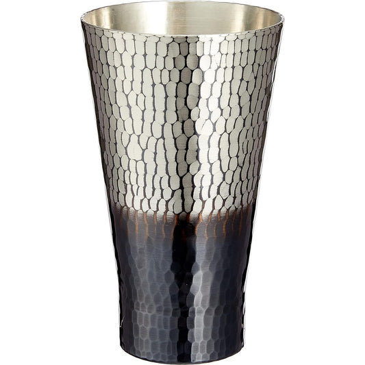 Shinko Metal Tumbler, Tin, Black Finish, Medium 350ml, Pure Copper Tin, Black Finish, Handmade Hammered Tumbler BR-202SB