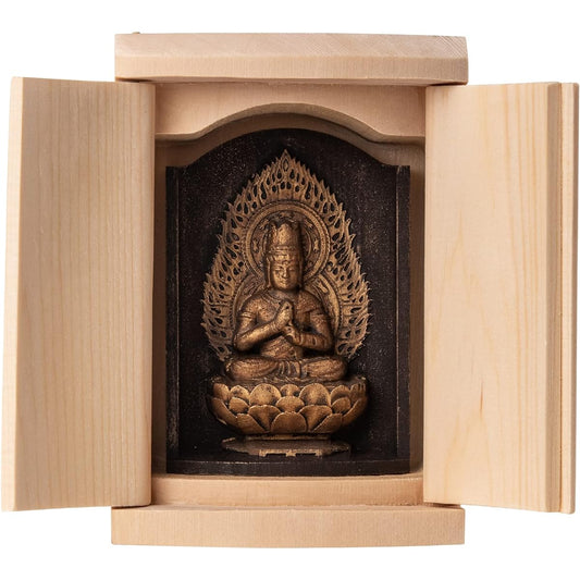 Zeku Dainichi Nyorai Buddha statue with Zushi (golden antique finish) Mount Jyujuin prayer _ Born in the Year of the Monkey Twelve Zodiac Amulet Main Image Zodiac (T00254-F