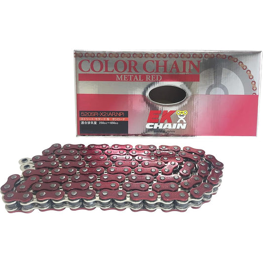 EK QX Ring Seal Chain 520SR-X2 Metal Red 110L [Caulking Joint]