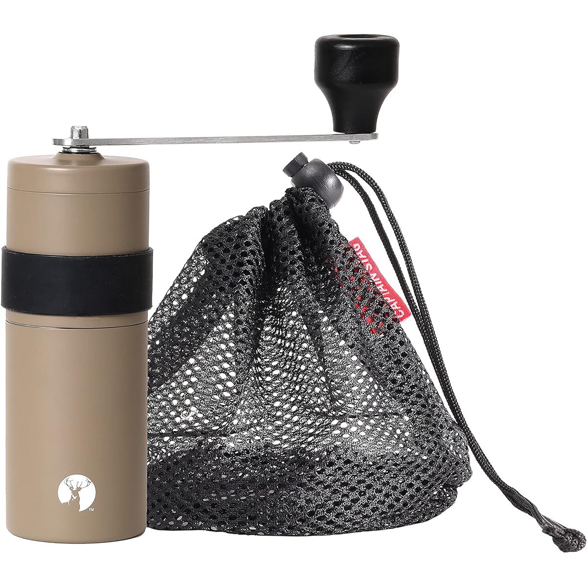 CAPTAIN STAG Made in Japan Coffee Mill Ceramic Blade Handy Type S Size 18-8 Stainless Steel Mesh Case Included UW-3547/UW-3548