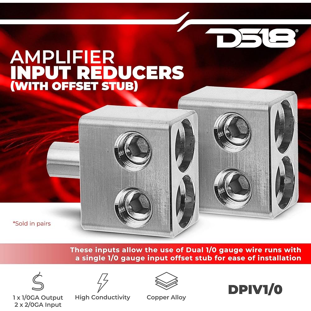DS18 DPIV1 / 0 Pair dual 1 /0 gauge 1 /0 gauge AMP input Reducers with offset stub