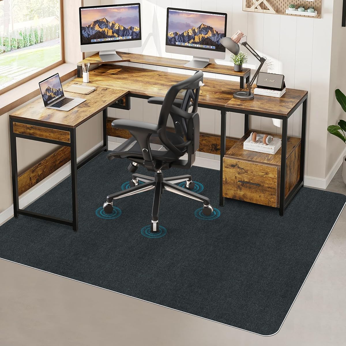 Chair Mat, Chair Mat, Floor Mat, Dark Gray, 90 x 120cm, Flooring Mat, Floor Protection Mat, Chair, Prevents Scratches, Gaming Mat, Anti-Dent, Non-Slip Floor, Anti-Scratch, Anti-Slip