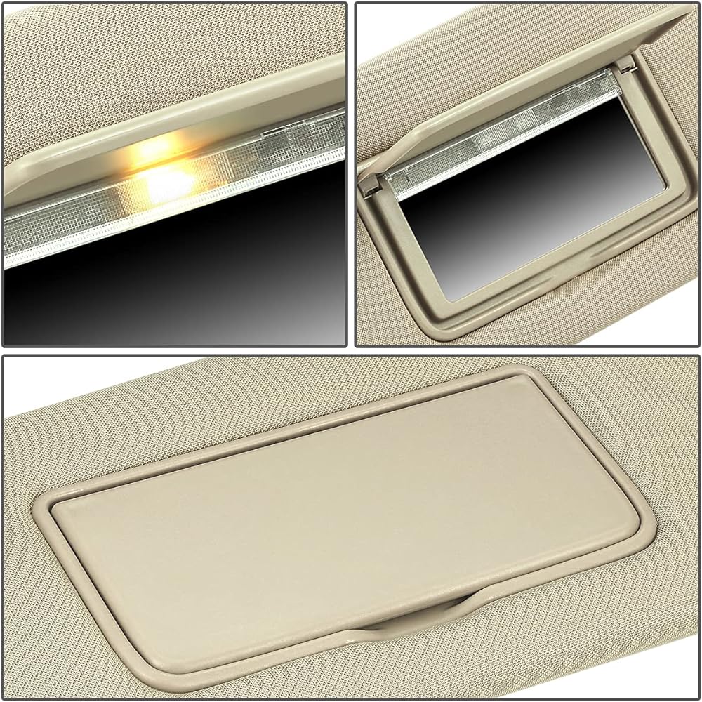 DNA MOTORING ZTL-Y-0247 Left driver seat side sun visor 2013-2018 Altima with light-compatible beige/tongue