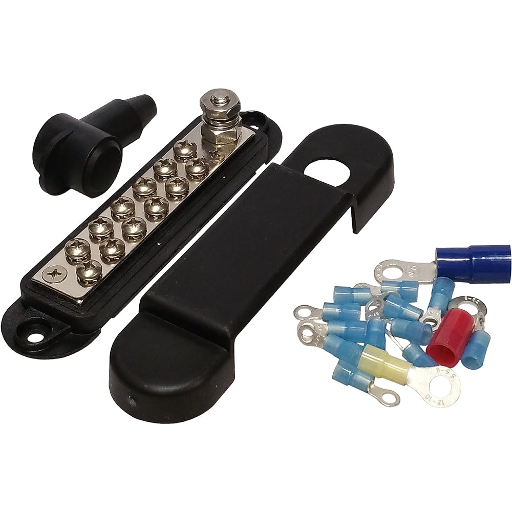 (Red) 12 terminal distribution block -BUSBAR with ring terminal
