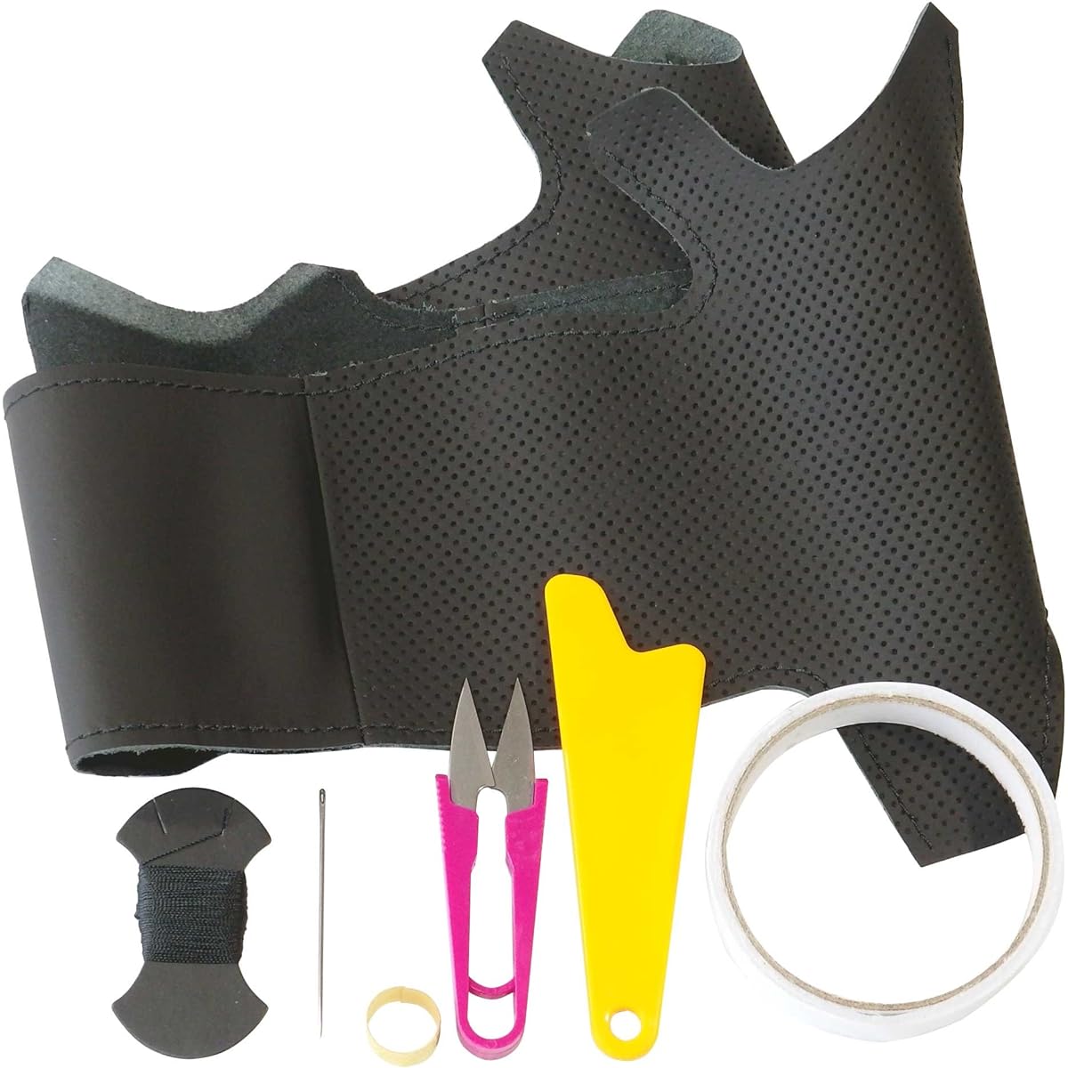 TricoloreExchange EX DIY Steering Wheel Cover Replacement Kit, Genuine Leather, model: 1BS1T30B2B1B