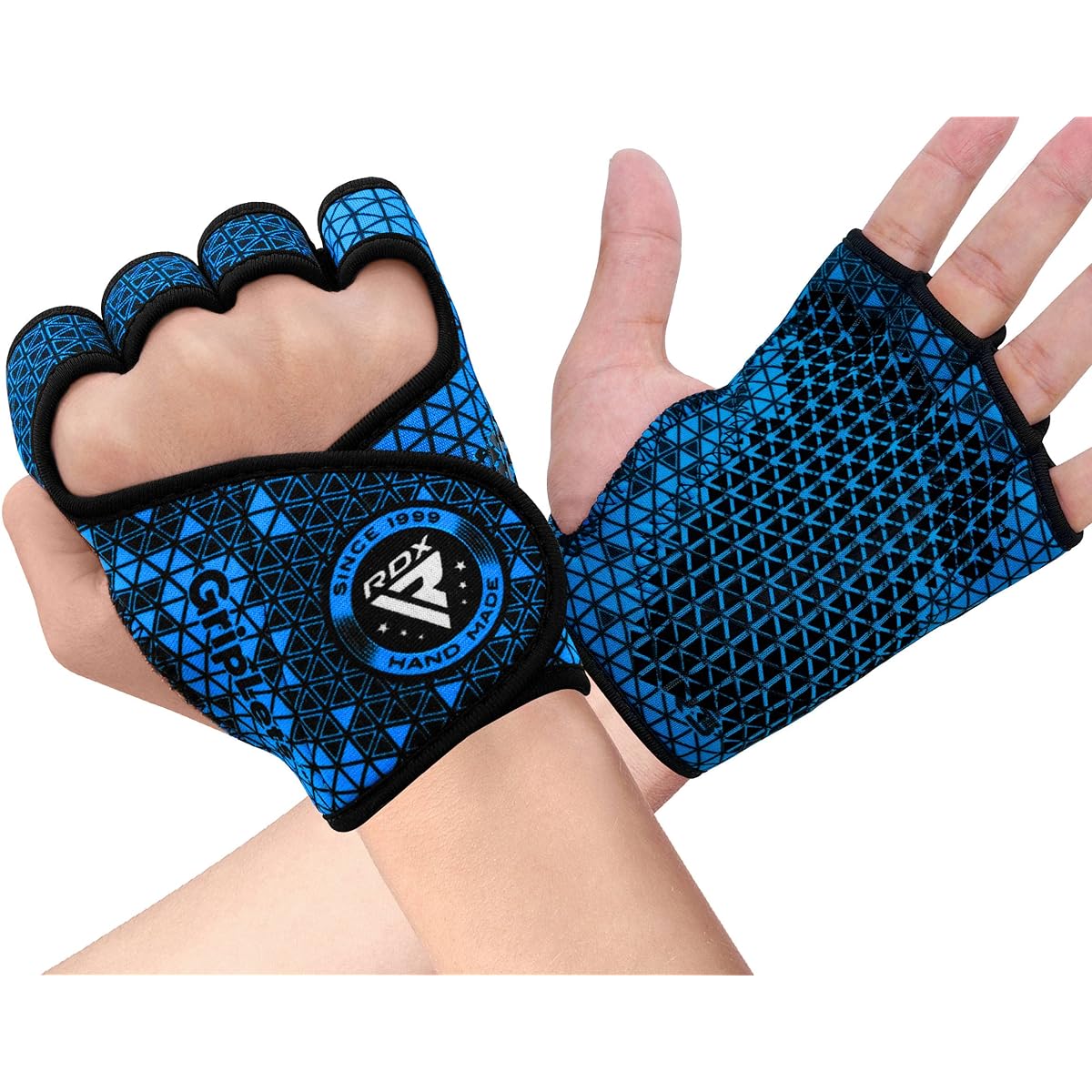 RDX Weightlifting Gloves Non-Slip Neoprene Gym Powerlifting Fitness Strength Training Bodybuilding Workout (Blue, L/XL)