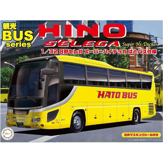 1/32 Tourist Bus Series No.02 Hino Selega Super High Decker Hato Bus Specification Plastic Model