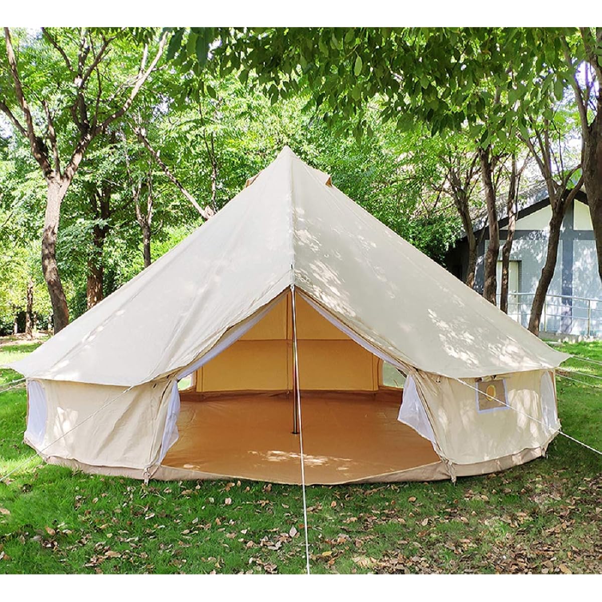 Bell Tent Outdoor Canvas Waterproof Bell Tent 4 Season Tent for Family Travel Party and Hunting Camping Yurt Tent