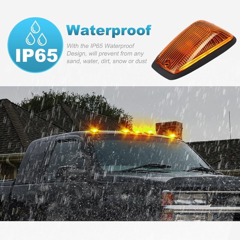 PARTSAM 5x 264159AM 5-5050-SMD T10 194 Amber LED Cab Marker Roof Running Light + Wiring Pack / C1500 C2500 C3500 K2500 K2500 K3500 1988-2002 Pickup track