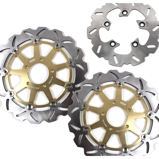 Arashi Front and Rear Brake Disc Rotor for Suzuki GSX-R600 GSXR600 GSXR 600 1997-2003 Motorcycle Replacement Accessories Gold 1998 1999 2000 2001 2002 03