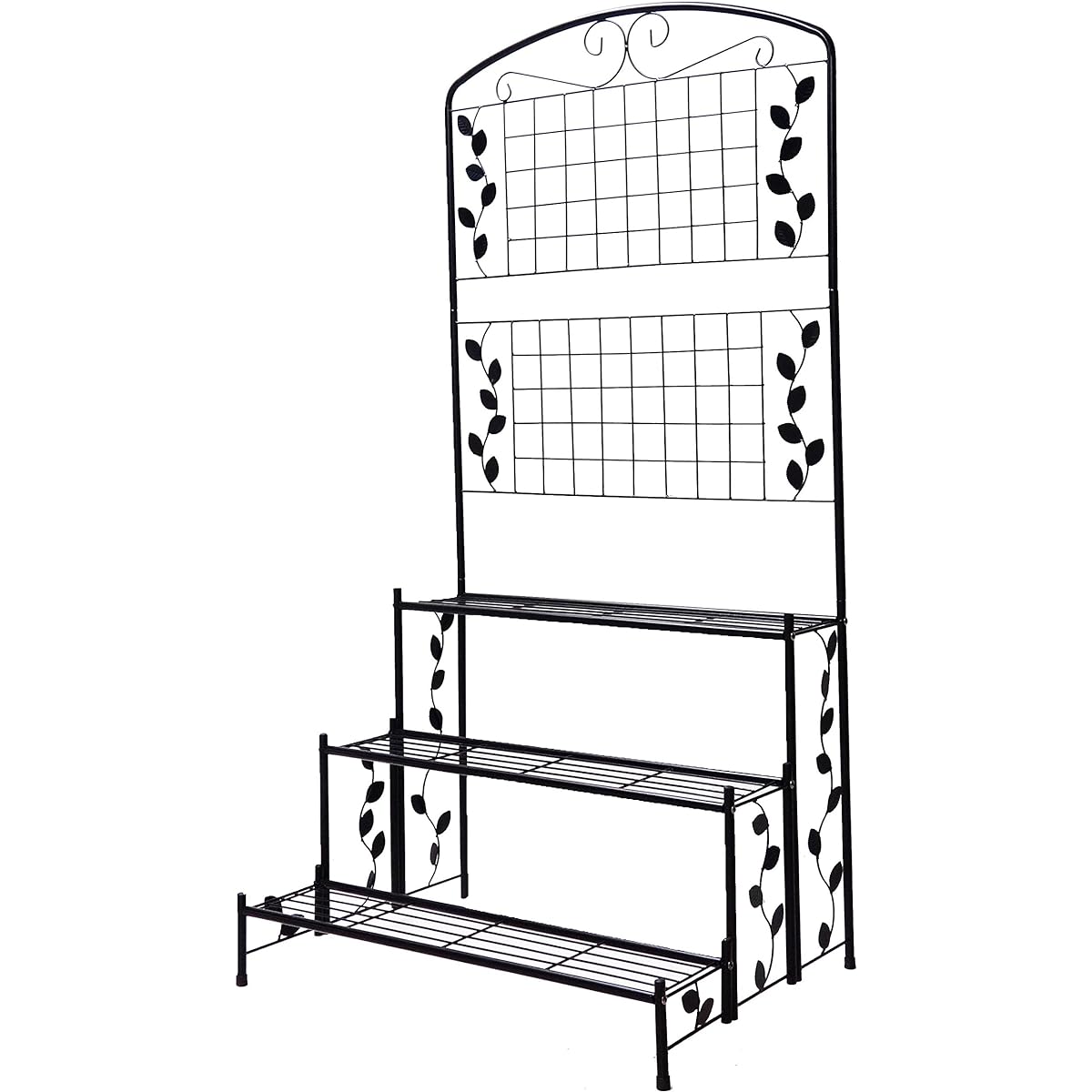 Living Out Iron Planter Stand with Lattice, 3 Tier Type