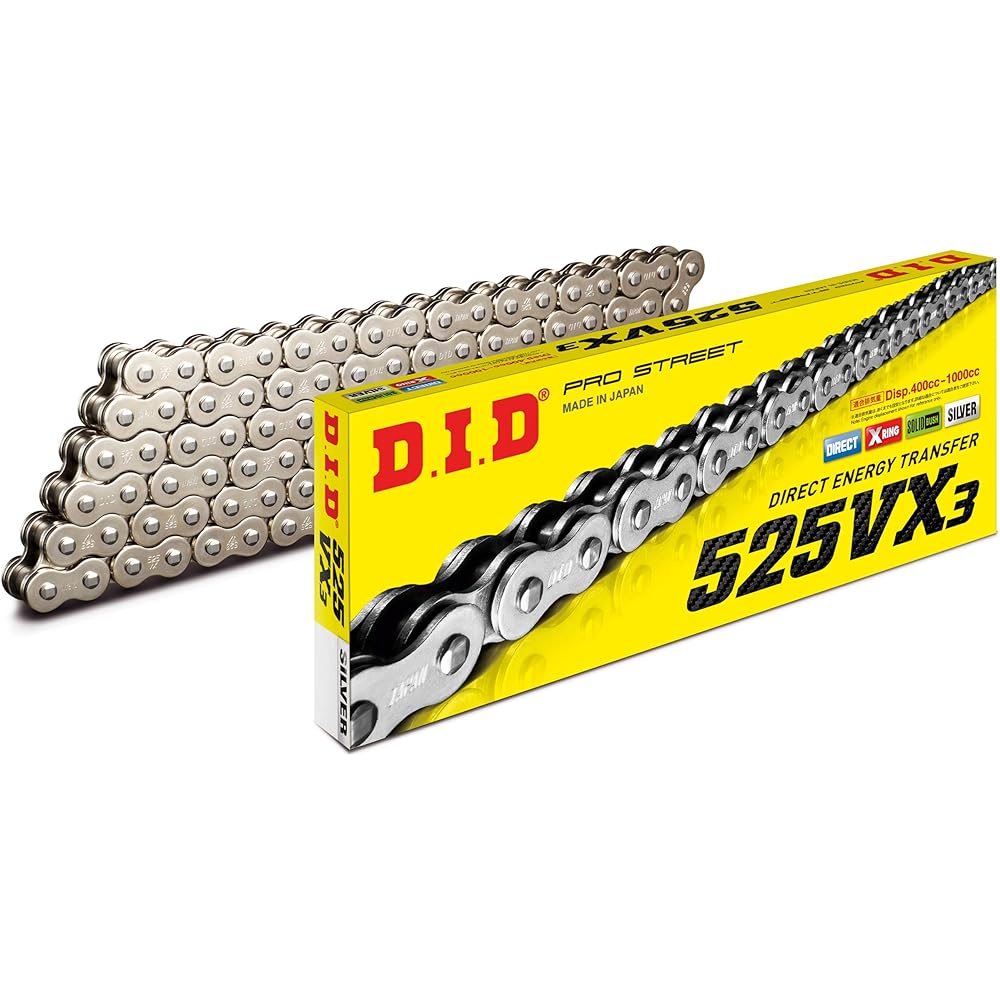 DIDD.I.D Motorcycle Chain Caulk Joint Included 525VX3-110ZB S&S (Silver) For Two Wheel Motorcycles