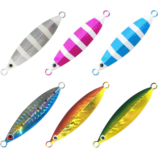 Orludo Fishing Gear Slow Jig for Slow Jigging Attacking Hard Rotation 3 Color & 6 Color Set 7 Sizes (30/40/60/80/100/130/160g) qb100142