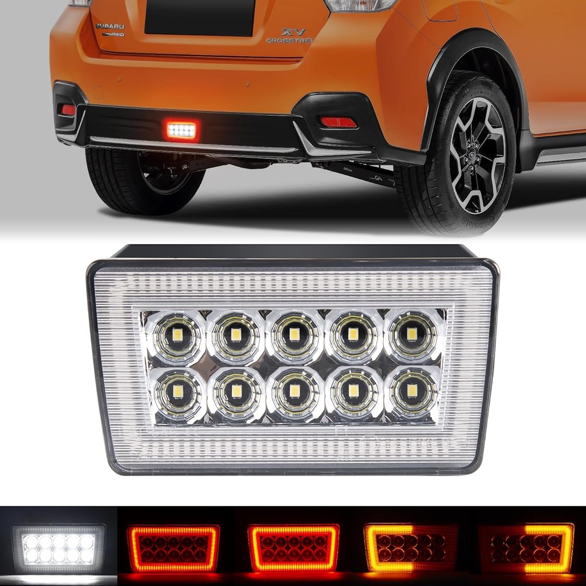 POPMOTORZ LED Rear Brake Light, Subaru WRX/STi XV Tail Light, Rear End Prevention Warning Light, LED Strobe Light, Flash, Impreza Brake Lamp, Safe Driving, Ultra Brightness, Waterproof, Red (Clear Lens)