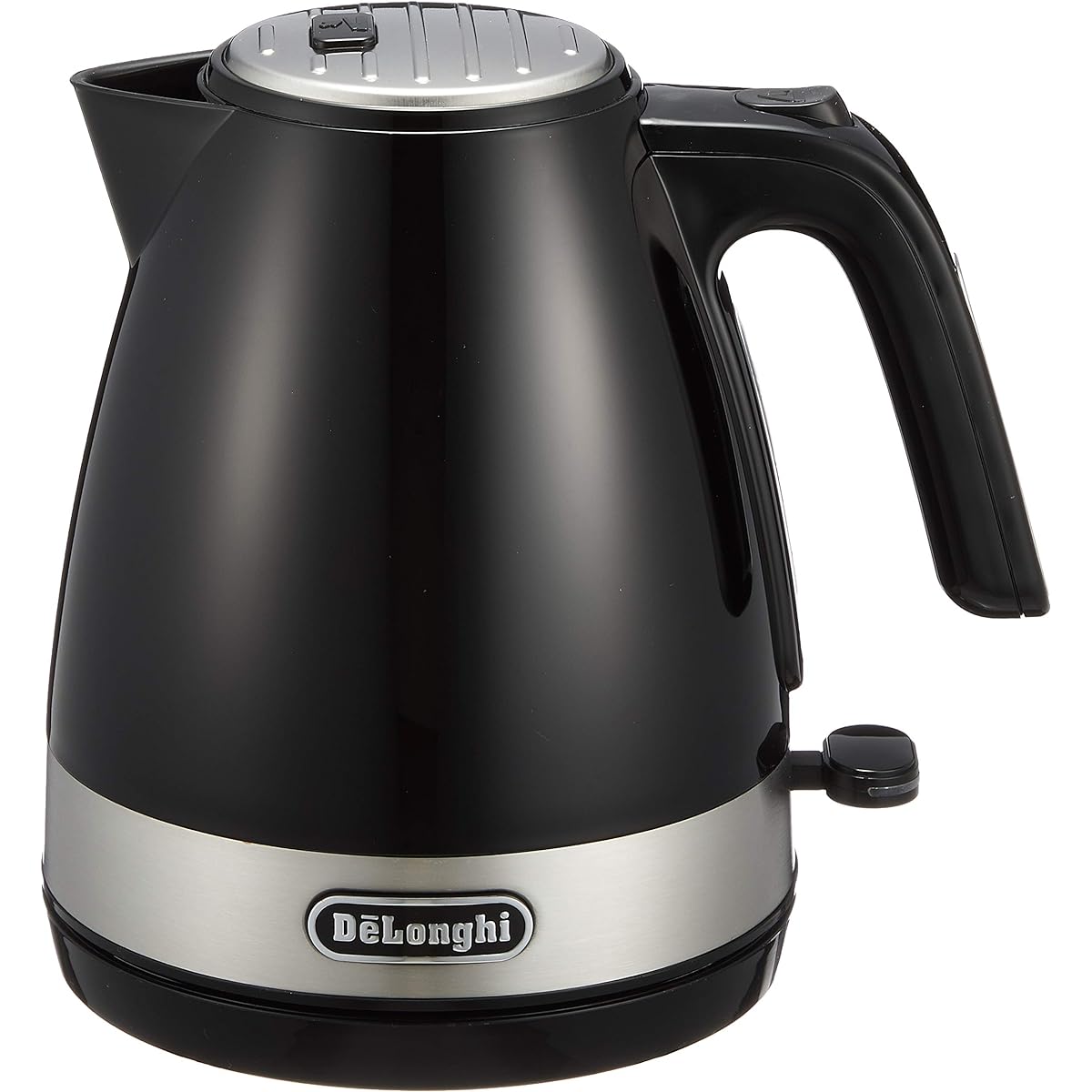 DeLonghi De'Longhi Electric Kettle Active Series KBLA1200J-BK Italian Design 1.0L One Push Open Foreign Matter Prevention Filter Easy to See Water Meter Power Cord Holder [Intense Black] 3 Year Warranty with Family Registration