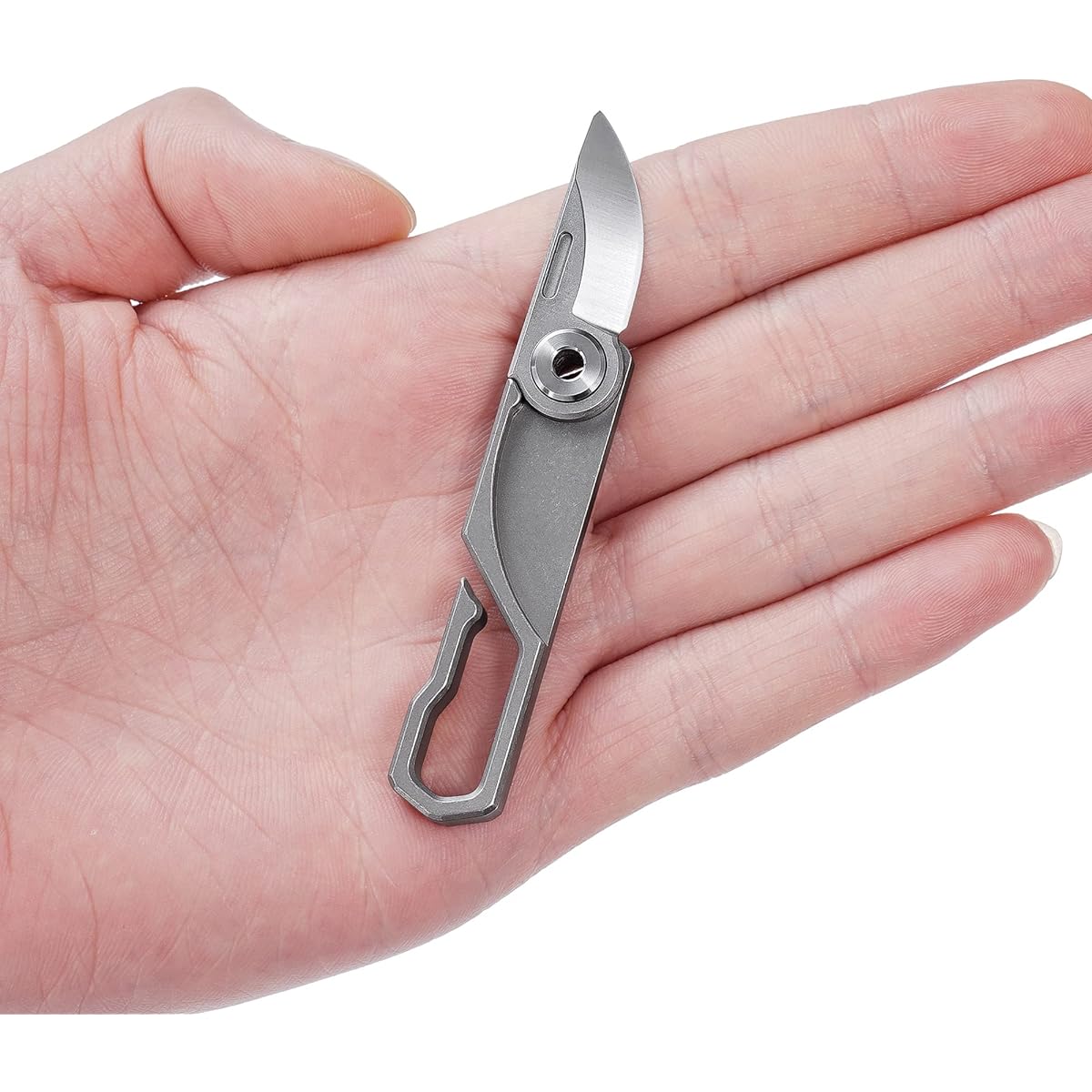 KeyUnity KK00 Titanium Alloy Knife, Pocket Folding Knife, Mini Size Knife, Carrying Keychain, EDC Knife, Outdoor Tool, Knife with Key Ring, Small Knife, Folding Knife