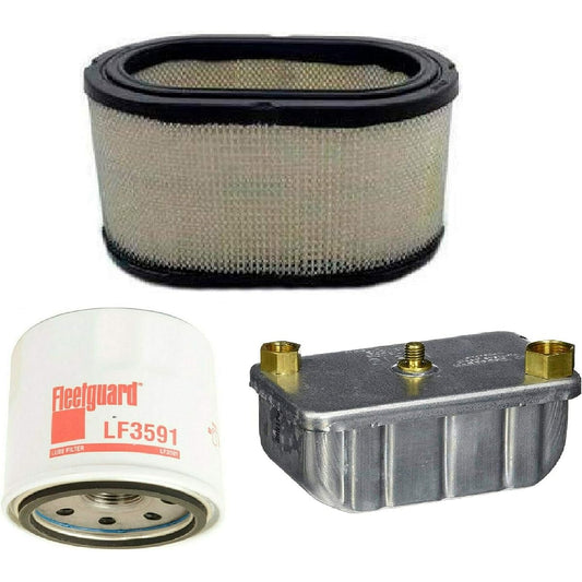 Filter Kit Fleet Guard (AF27906, LF3591, FF236) Camins Onan Kwit Diesel 6000 7500 8000 Auxiliary Power Unit Generator (1402897, 1220833, 1492513)