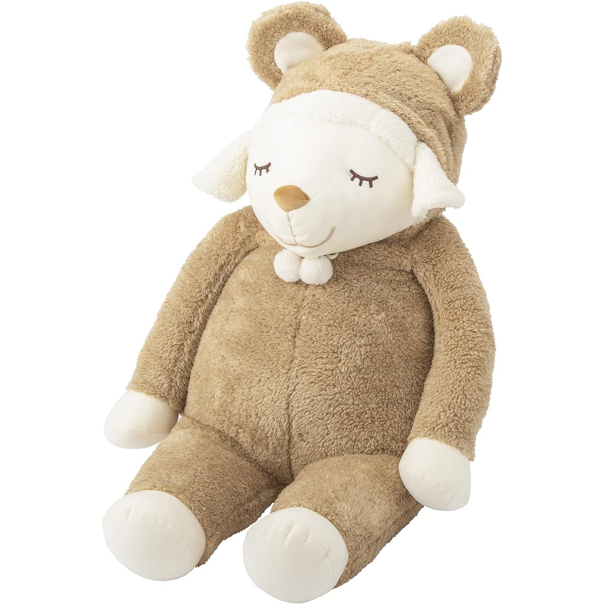 Ribuhaato Body Pillow Sheep Maple Animal Food Maple Beige BIG Size (Total Length Approx. 90cm) Cute Fluffy 97001-13