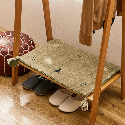 Hagihara Gabbeh Entrance Mat Indoor Approx. 60 x 90cm "LORRI BUFF Sario" Wool Handwoven