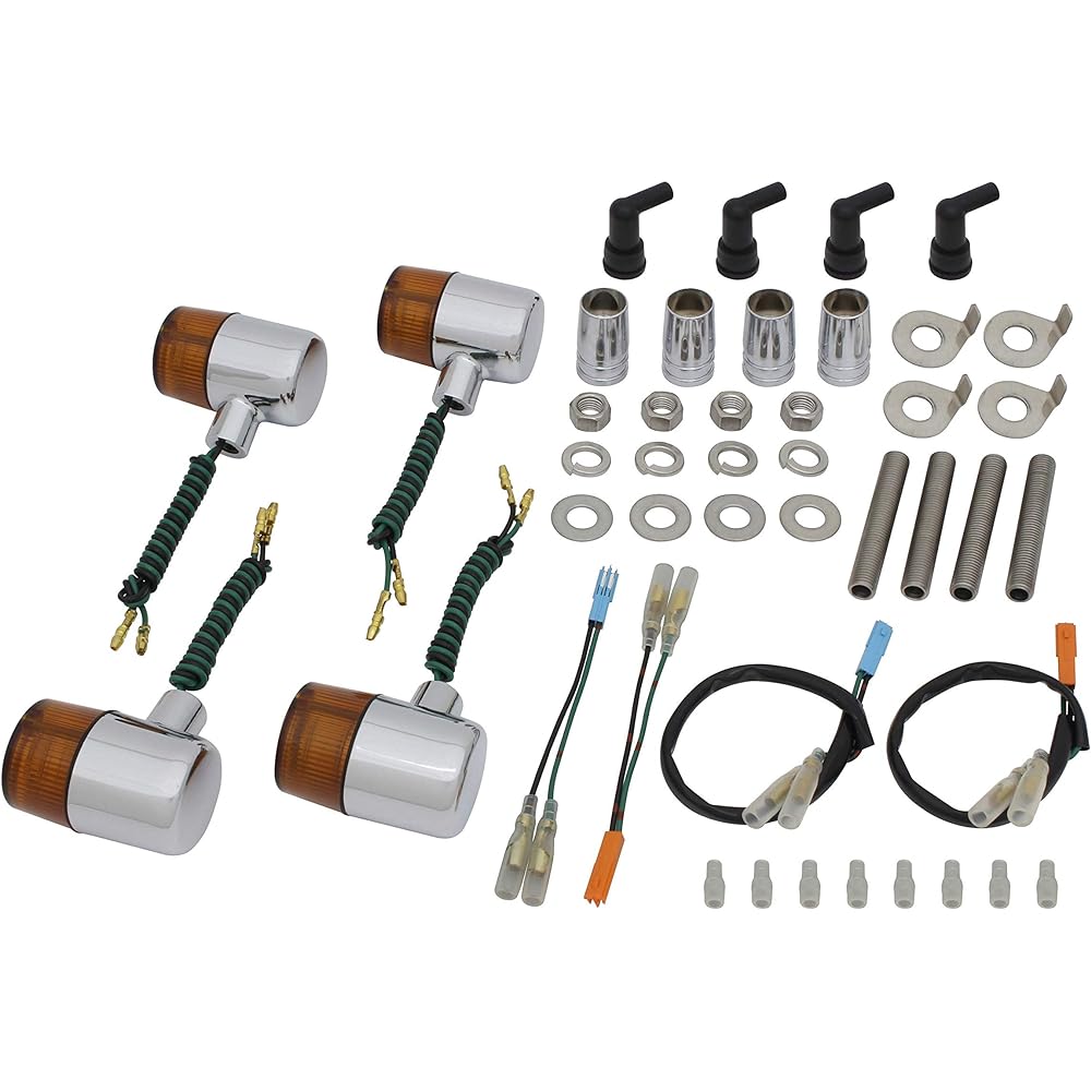 POSH Motorcycle Supplies Turn Signal Middle Machined Super Bike Type Vehicle Specific Set CB1100 (2010-2013) Plated Body/Orange Lens 051193-23