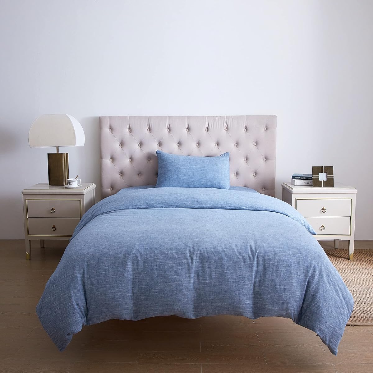 HOMICIA Bedding Cover Set, Single, Duvet Cover Set, Duvet Cover, Fitted Sheet, Pillowcase, Hemp Cotton, Linen/Cotton Material, Washed Texture, Stylish, Simple, Washable, All Seasons, Plain, For Both Japanese and Western Style, Best Value for Money, 3 Pie