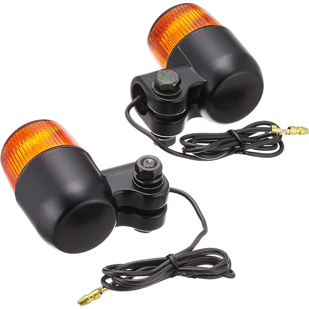 Kijima Motorcycle Motorcycle Parts Small Turn Signal Lamp #680 35φx55mm Aluminum Die Cast General Purpose Black/Amber 2 Pieces 219-5075