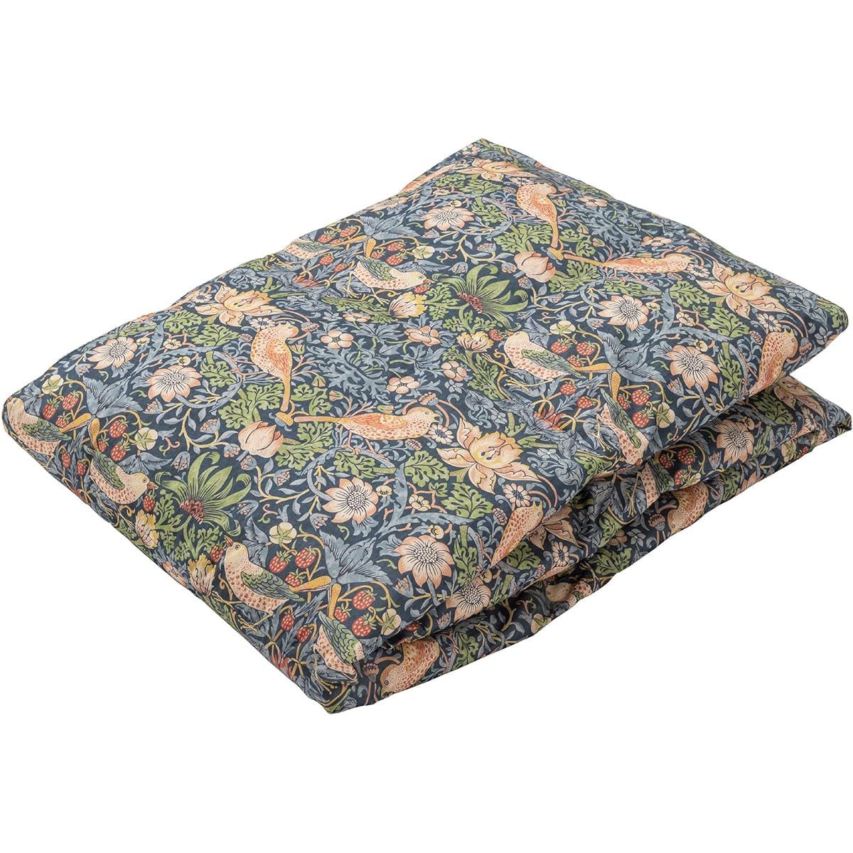 Nishikawa Down Coat, Feather Comforter, Single Washable, White Duck Down 70% Morris Gallery Strawberry Thief Made in Japan Navy KE03151602