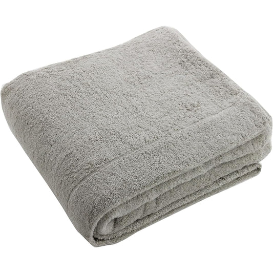 Muko Towel Towel Blanket, Single (approx. 136 x 190 cm), Thick, Comfortable, Fluffy, 100% Cotton, Senshu Towel, Made in Japan, Washable, Plain, 1 Piece, Light Gray