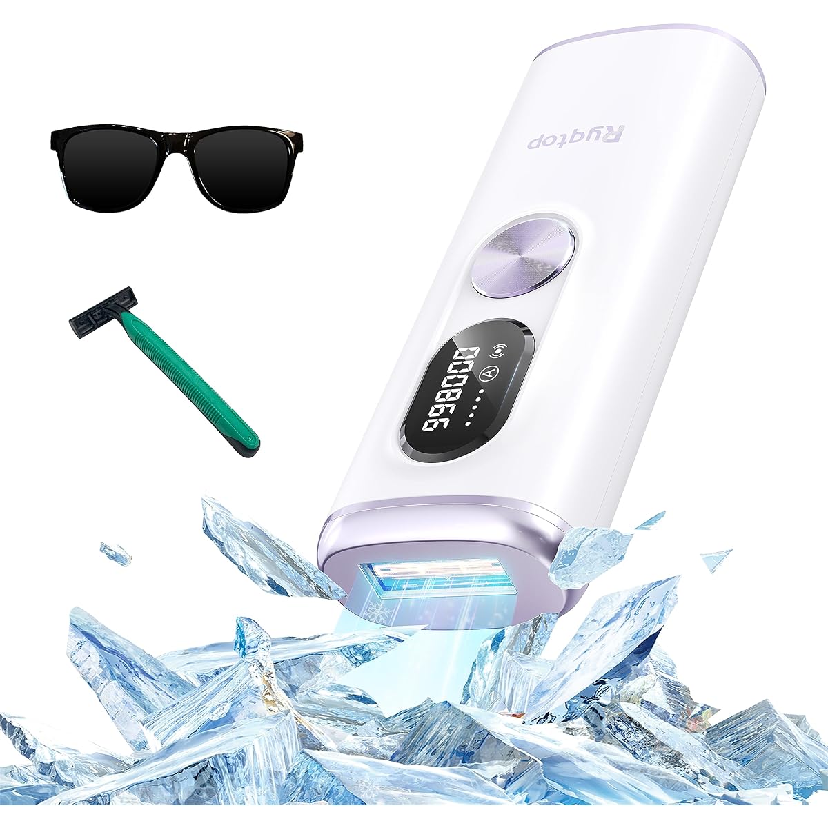 Ryqtop Salon Grade IPL Light Epilator, 21J, Whole Body Hair Removal, Cold Sensory Epilator, Low Temperature Sapphire Cooling, Painless Epilator, 990,000 Irradiation, Home Epilator, Women's, VIO