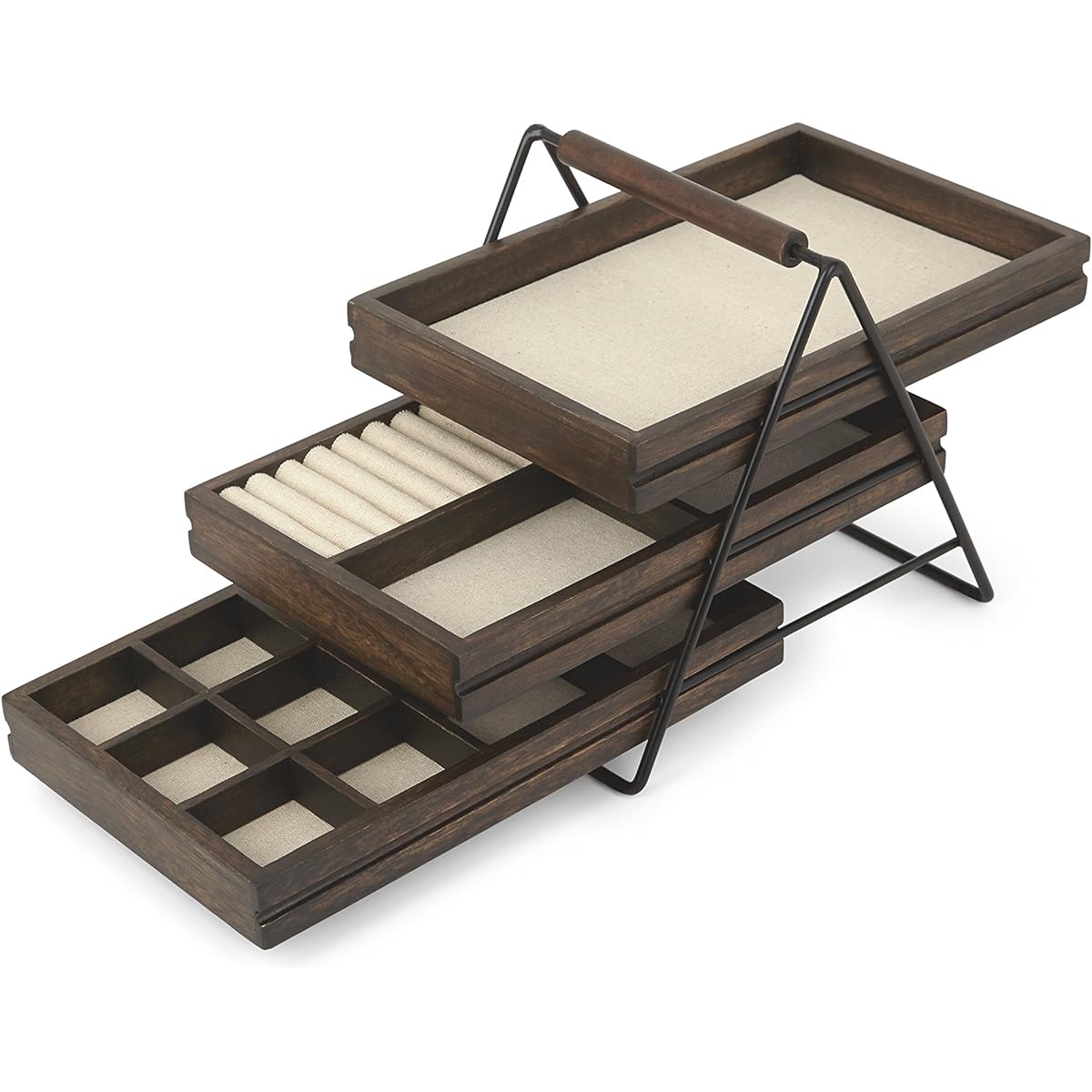 umbra TERRACE Wooden Tabletop Accessory Case Walnut Jewelry Box Case Storage