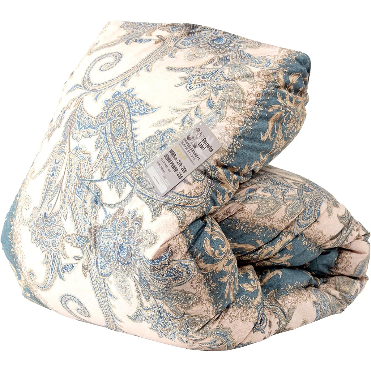 Gen of Tansu Duvet, Double Pattern, Blue [Increased Weight: 1.7kg] Made in Japan, Comforter, 90% White Duck Down, 350dp, Height: 145mm or more, CIL Silver Label, 39100341 (82863)