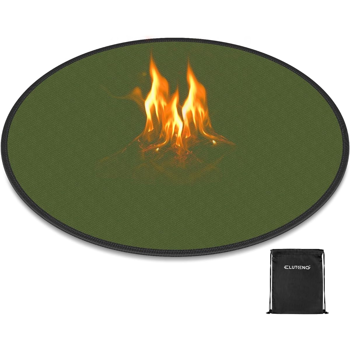 ELUTENG Bonfire Sheet, Round Glass Fiber, Large, 98cm, Fire Retardant Sheet, Silicone Processed, Non-Stinging, Large Sputter Sheet, Round, Rimmed, Washable, Green, Bonfire Sheet, Lawn Protection, Heat Resistant, Welding, Fire Resistant, Flame Retardant,