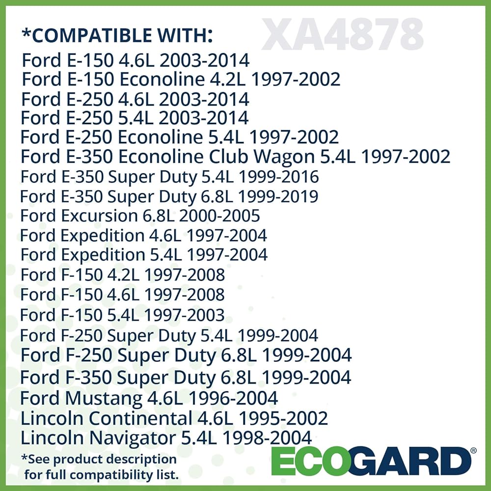ECOGARD XA4878 Premium Engine Air Filter F-150 1997-2008 EXPEDITION 1997-2004 E-350 1999-2019 F-250 SUPER DUTY 1999-2004 E-250 Mustang 1996-2004 E-15 for E-15 4