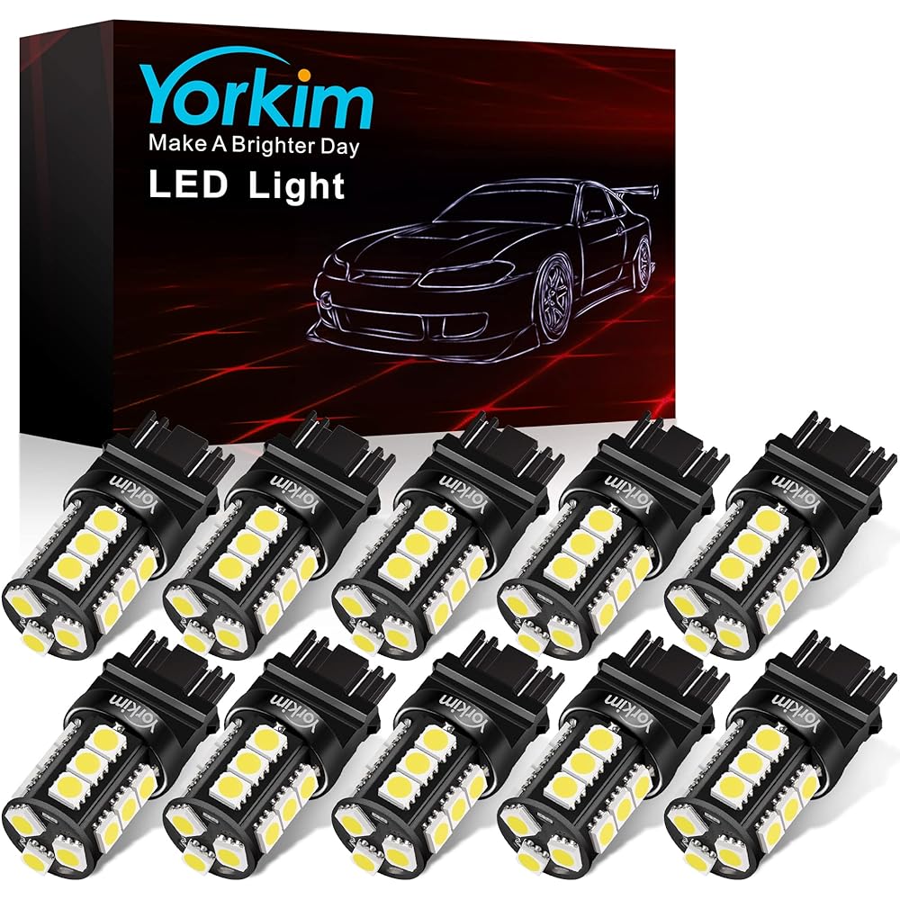 Yorkim 3157 18-SMD 5050 Wedge LED White 12V Brake Light High Brightness Environmental Energy Saving Lamp (Set of 10)